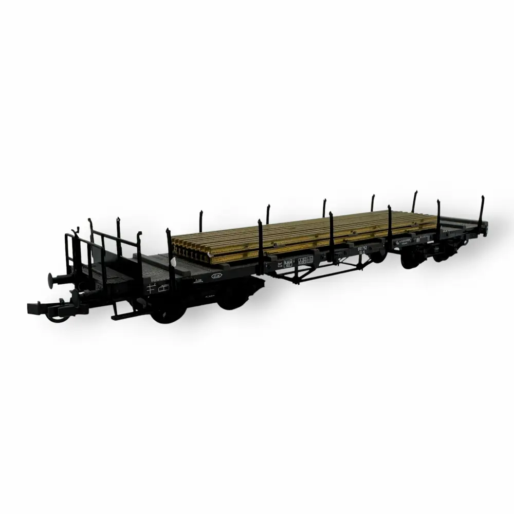Wagon plat ancien type SS 15 chargé de rails - Roco 46490 - HO 1/87 - DB - Ep III - 2R