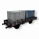 Wagon plat OCEM 29 + 2 conteneurs - Ree Modèles WB077 - HO 1/87 - Ep III - 2R