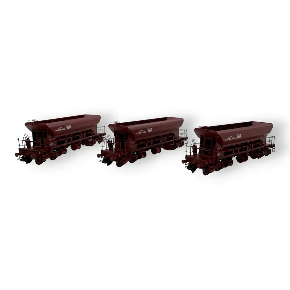 Coffret de 3 wagons trémies à ballast T1 Uas - Ree Modèles WB749 - HO 1/87 - SNCF - Ep III-IV - 2R