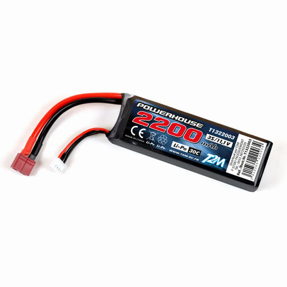 Accu LiPo avion 11,1V 3s 2200mAh 30C Dean - T2M T1322003