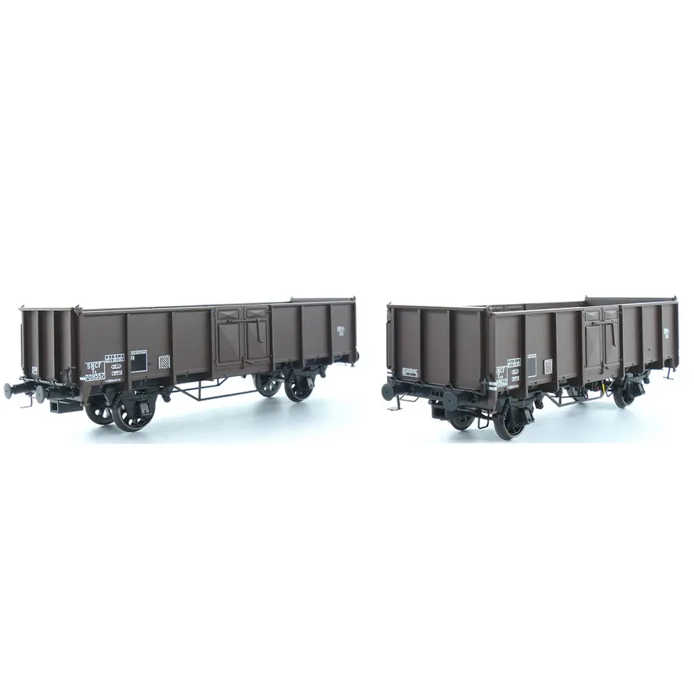 Set de 2 wagons tombereaux UIC II Tow boîtes d’essieux OCEM - Exact Train 23956 - HO 1/87 - SNCF - Ep III - 2R