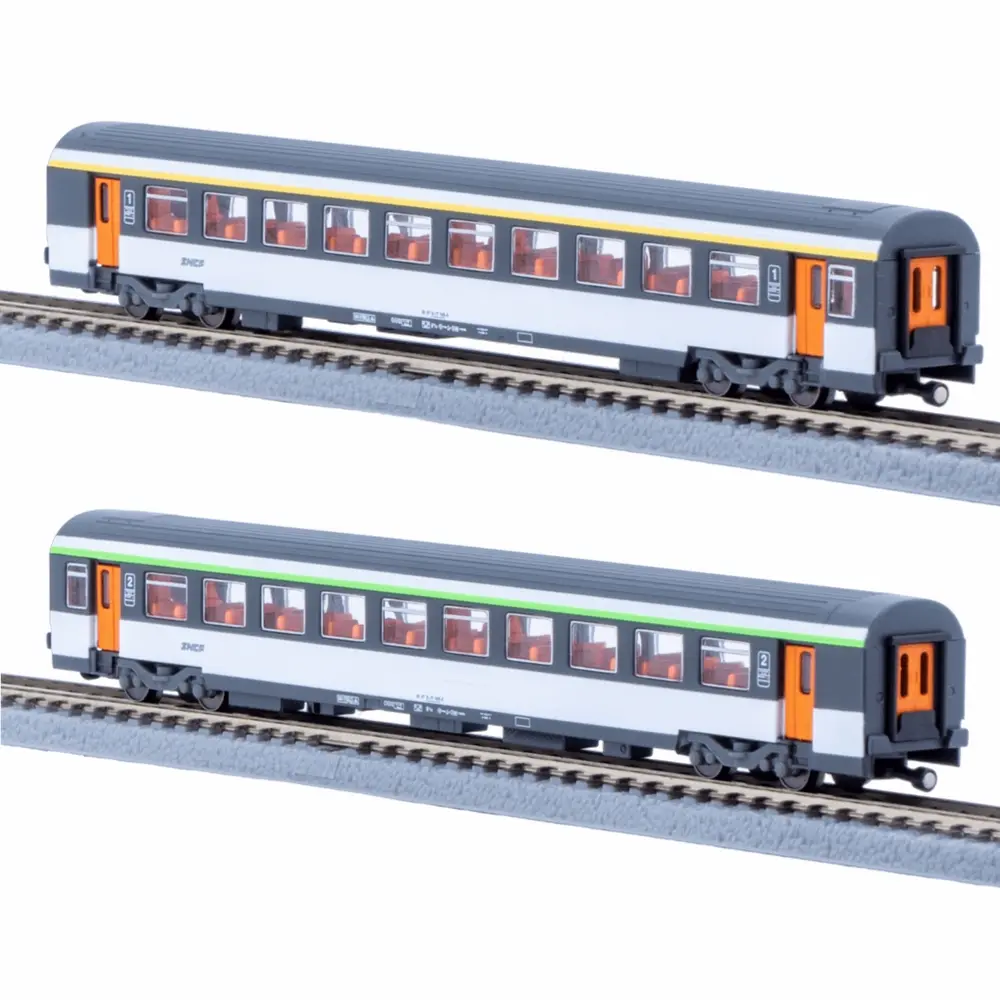 Set de 2 voitures Corail VTU, livrée d'origine, 1ère + 2nde classe - Azar Models V01-0NP1 - Z 1/220 - SNCF - Ep IV - 2R