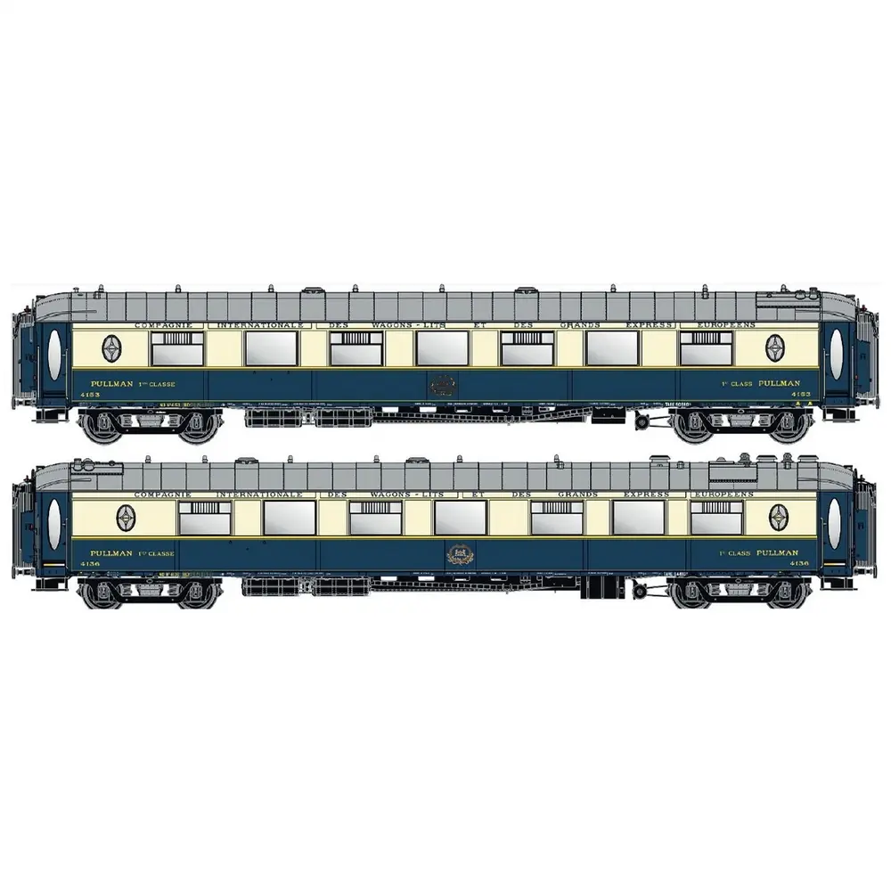 Coffret de 2 voitures Pullman WP+WPc bleu/crème - LS Models 49180 - HO 1/87 - CIWL - Ep IIb - 2R