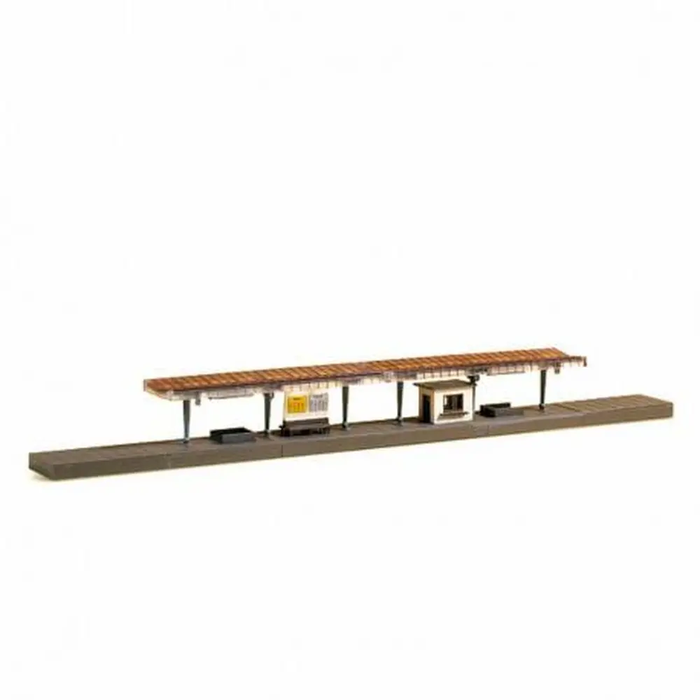 Quai de gare couvert avec caisse AUHAGEN 14459 - N 1/160