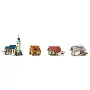Coffret 1 Eglise et 3 Maisons Individuelles - Auhagen 15201 - HO : 1/87