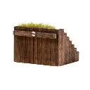 Heurtoir en bois avec herbe