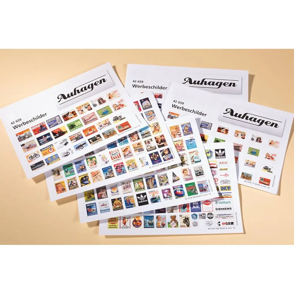 12 feuilles de panneaux publicitaires AUHAGEN 42659 - HO/TT/N