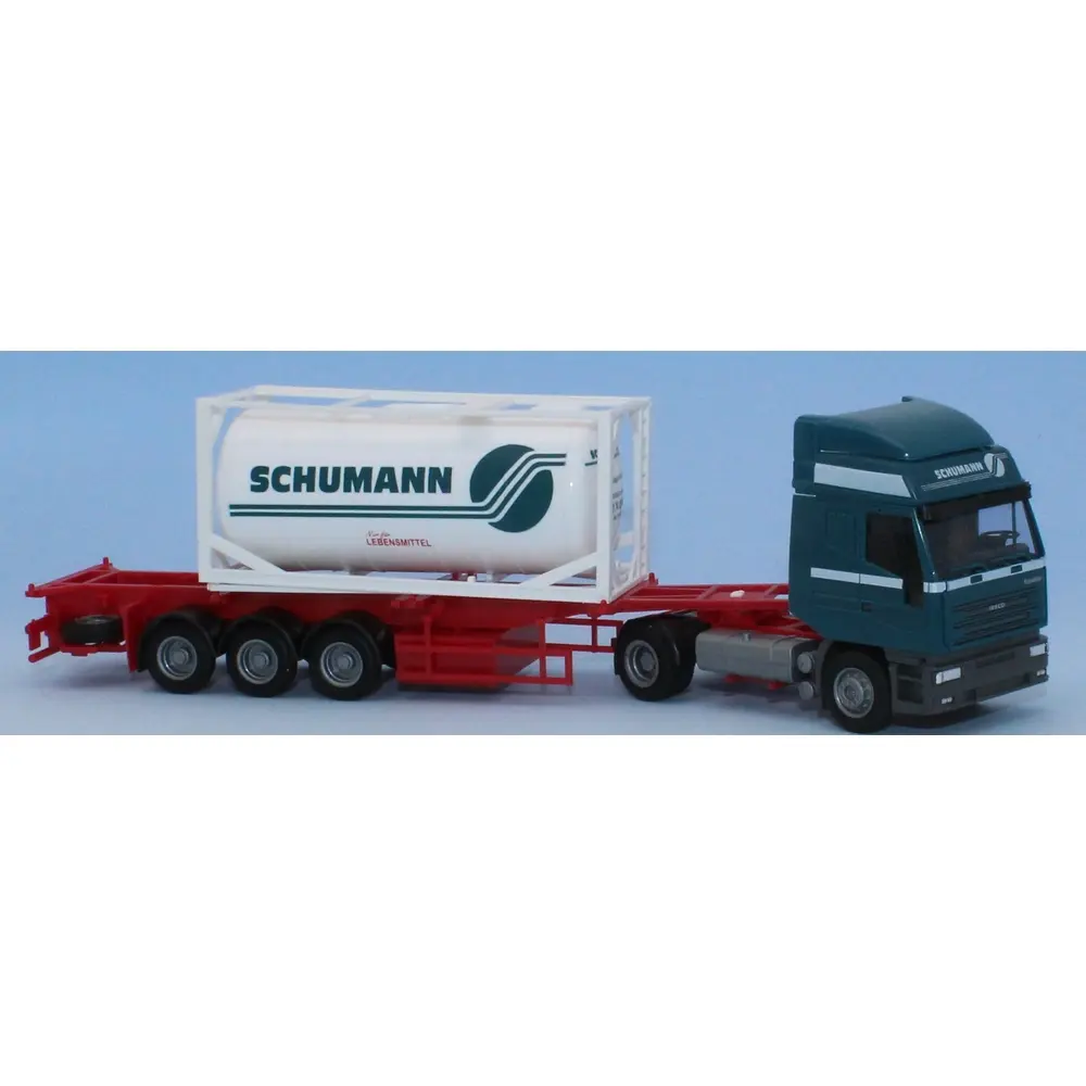 Semi-remorque Iveco Eurostar conteneur citerne 20' / "Schumann" - AWM 71163 - HO 1/87