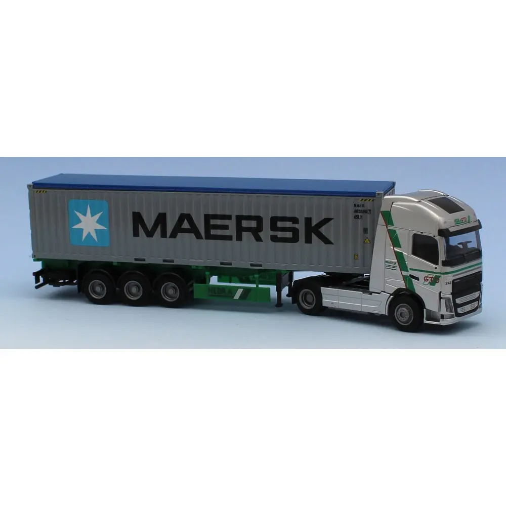 Semi remorque Volvo FH 12XL/Aerop, containair 40', "Hebra Maersk" - AWM 75257 - HO 1/87