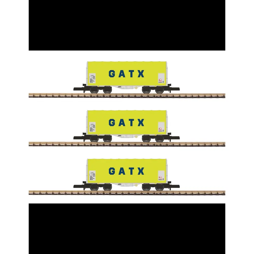 Set de 3 wagons courts bâchés à bogie GATX - Azar Models W03-GAP - Z 1/220 - Ep VI - 2R