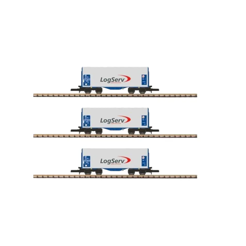 Coffret de 3 wagons courts bâchés LOGSERV - Azar Models W03-LSP - Z 1/220 - SNCF - EP VI - 2R