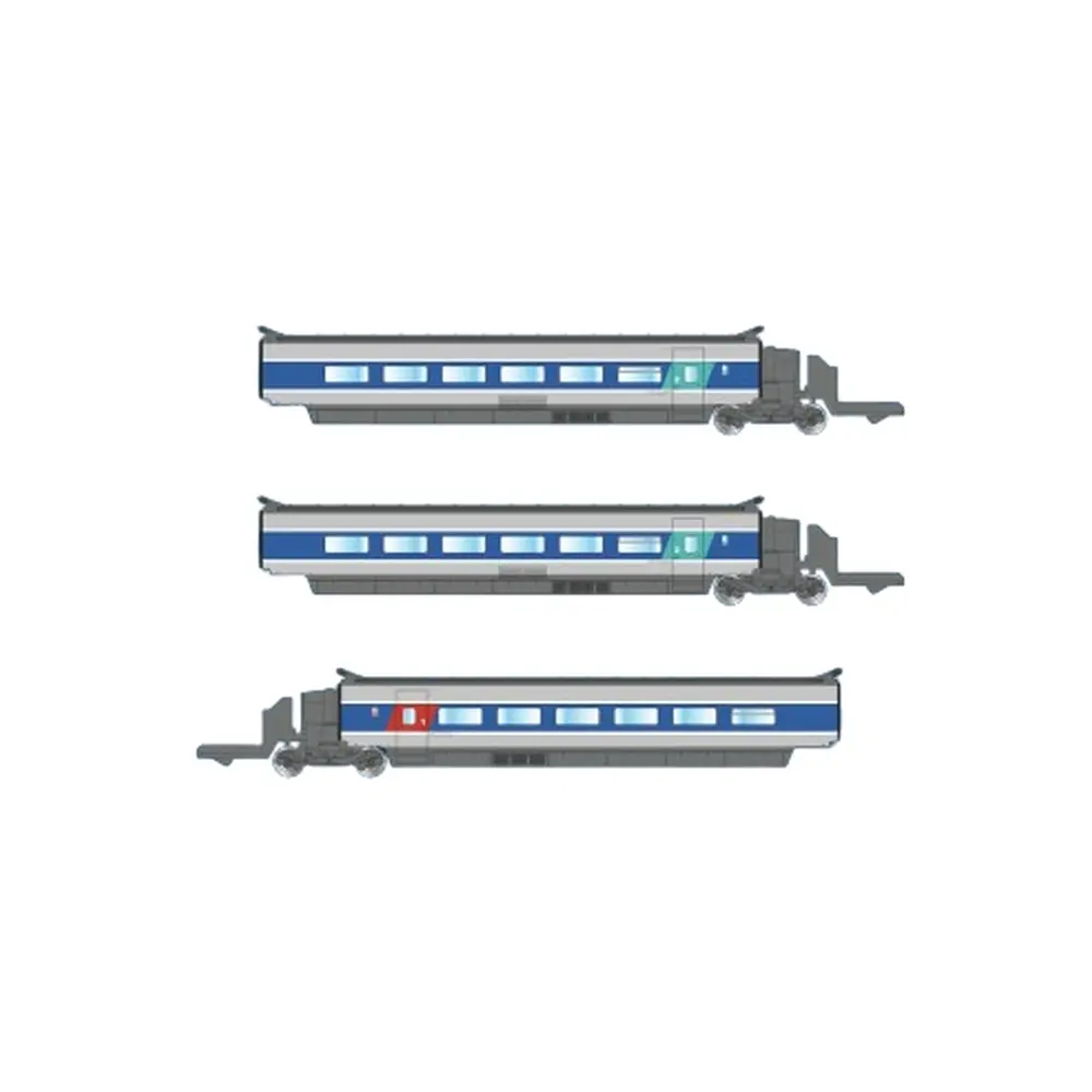 Coffret de 3 voitures supplémentaires TGV PSE - Azar Models T01-AB2 - Z 1/220 - SNCF - EP V - 2R