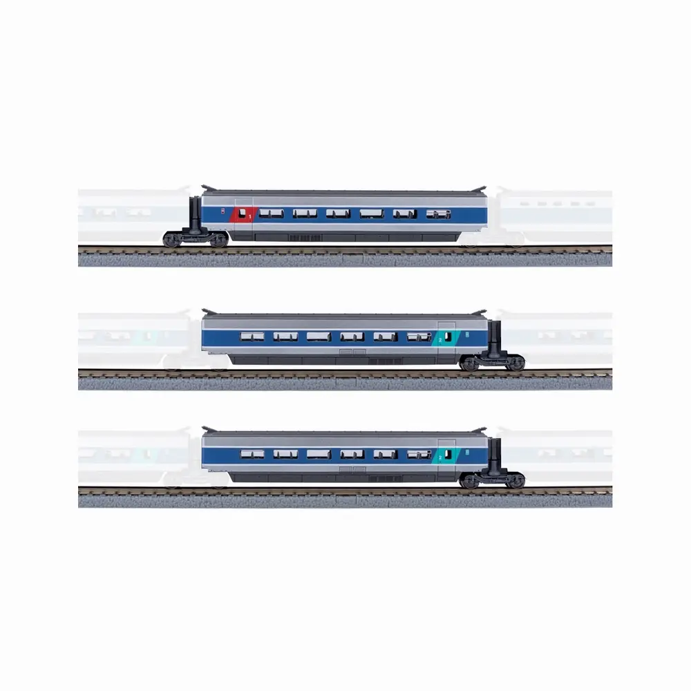 Coffret de 3 voitures supplémentaires TGV PSE - Azar Models T01-AB2 - Z 1/220 - SNCF - Ep V - 2R