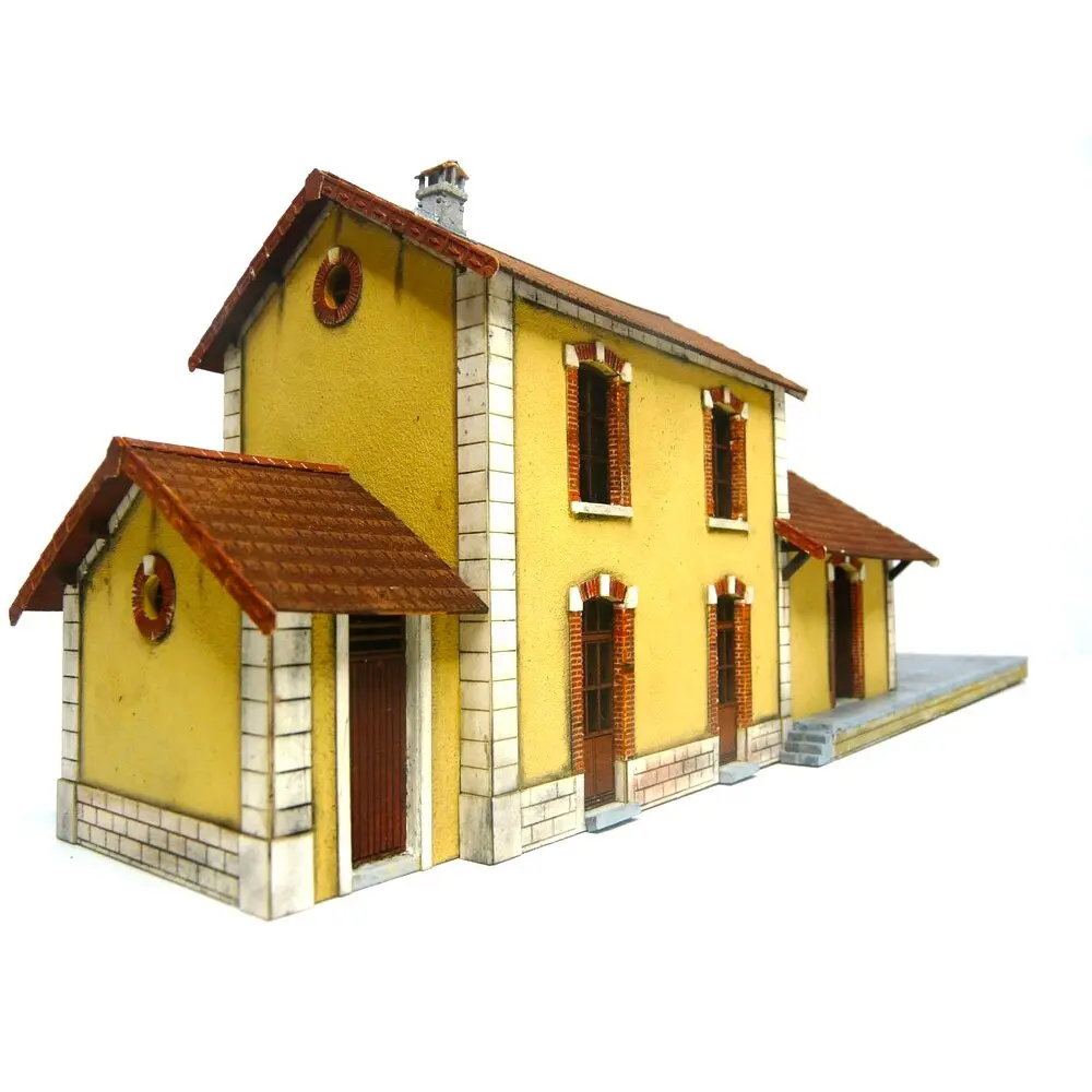 Gare des Chemins de Fer Départementaux - BOIS MODÉLISME 101025 - Échelle HO 1/87 - 314 x 83 x 100 mm