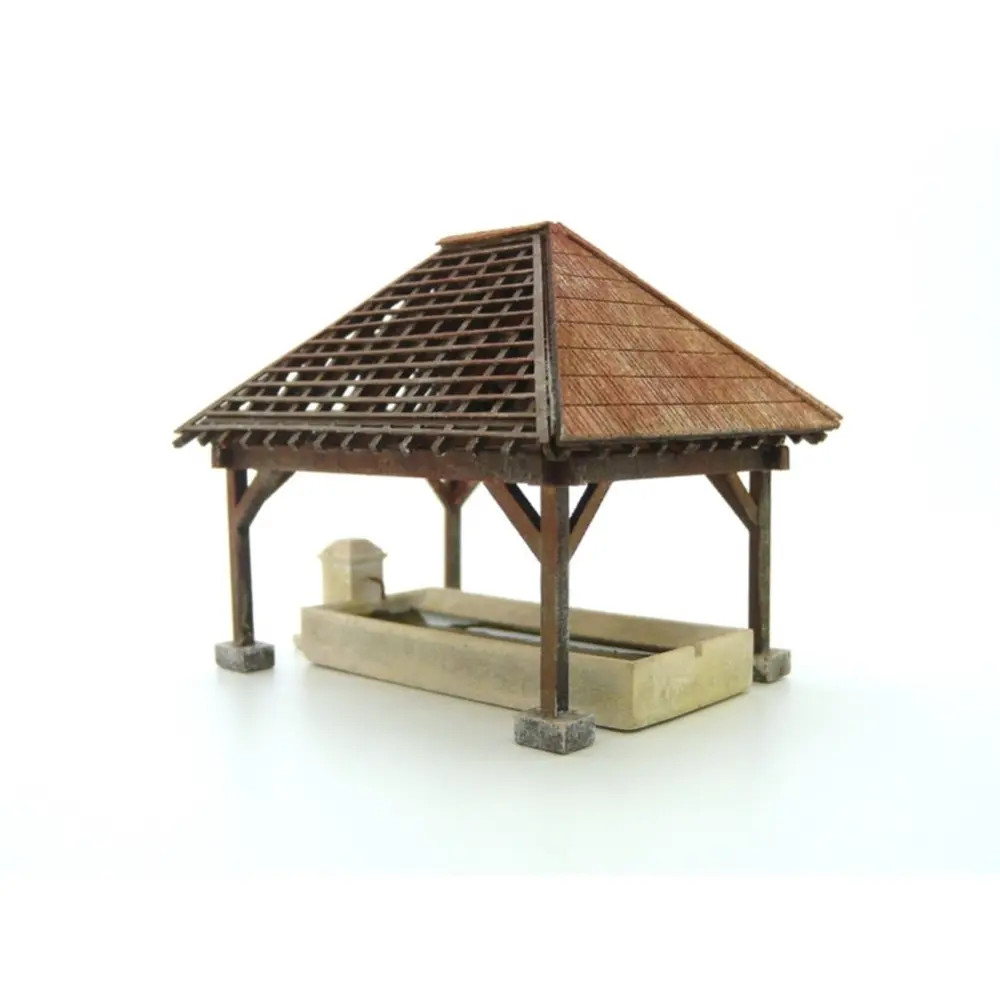 Lavoir avec bassin et fontaine - Bois Modélisme 111012 - HO 1/87