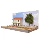 Diorama demi-gare PLM avec deux voies - Bois Modélisme 120001 - HO 1/87
