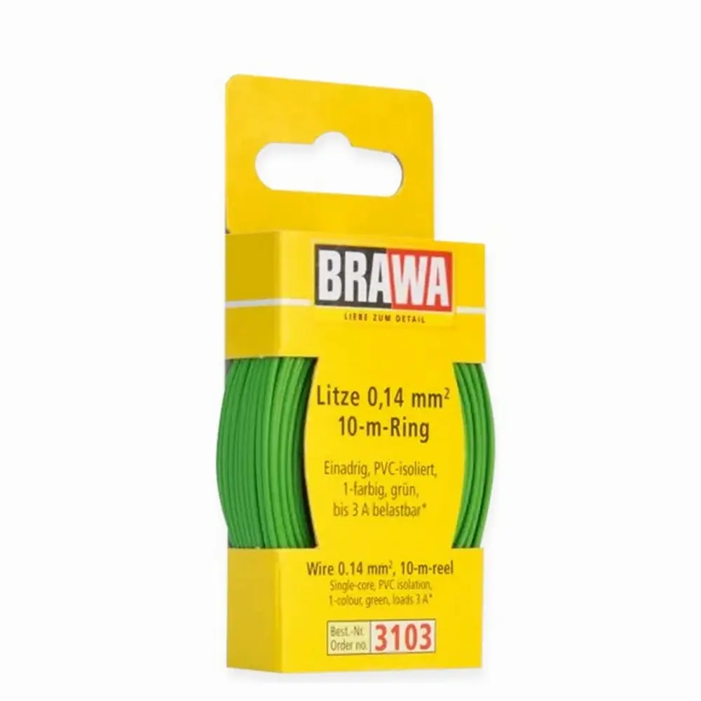 Bobine de fil vert - 0,14 mm² - 10 mètres - Brawa 3103   