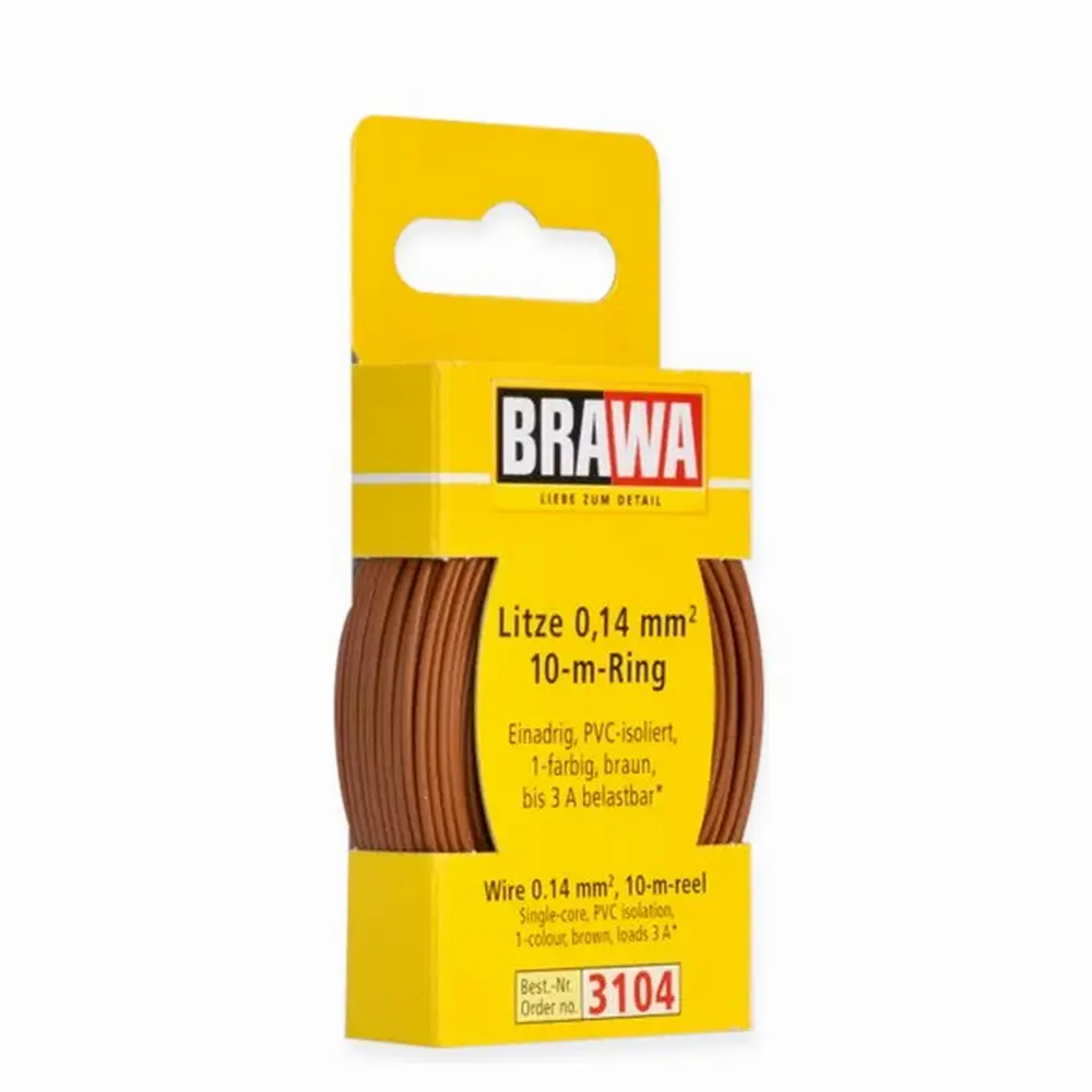 Bobine de fil électrique marron - 0,14 mm² - 3 A - Longueur 10 mètres - Brawa 3104 