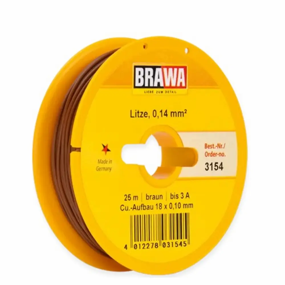 Bobine de Fil marron - 25 mètres - section 0.14 mm² - Brawa 3154 - universelle