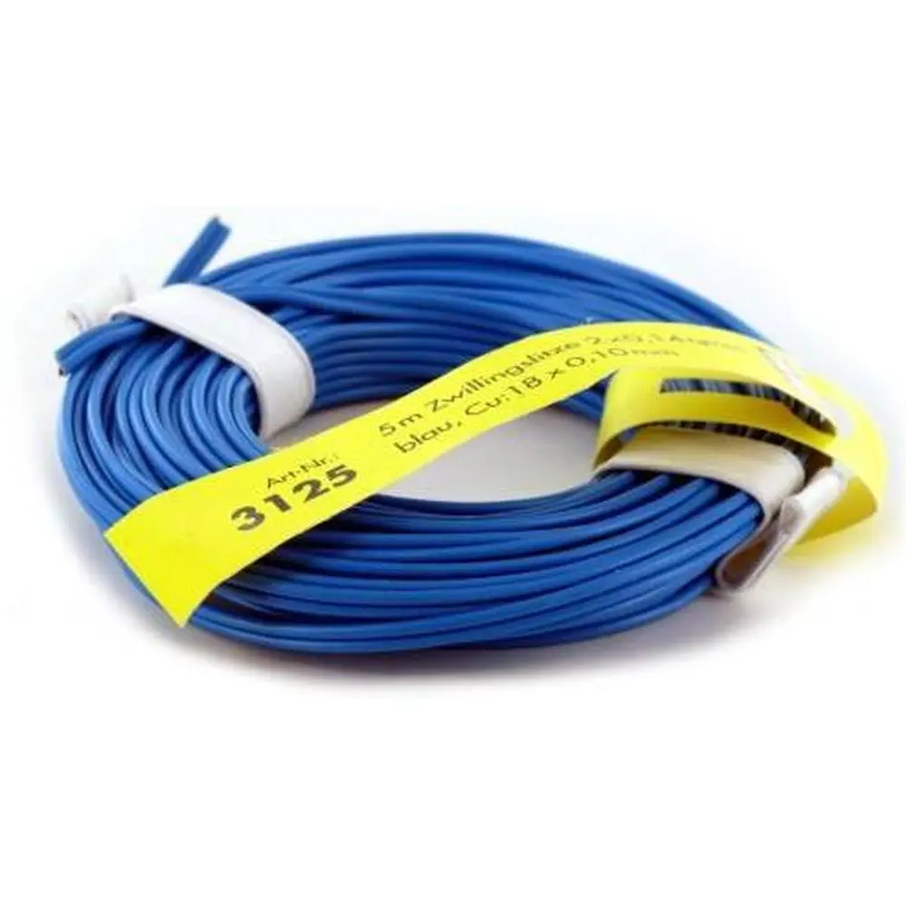Nappe de 2 câbles électriques bleus 0,14 mm² - 5 mètres de longueur - Brawa 3125