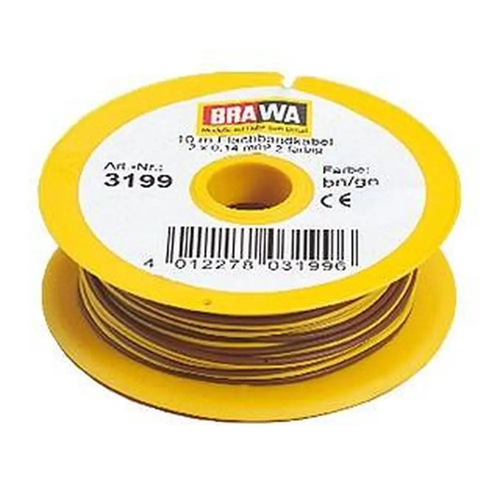 Nappe de 2 câbles électriques Jaune Marron 0,14 mm² - 10 mètres de longueur - Brawa 3199