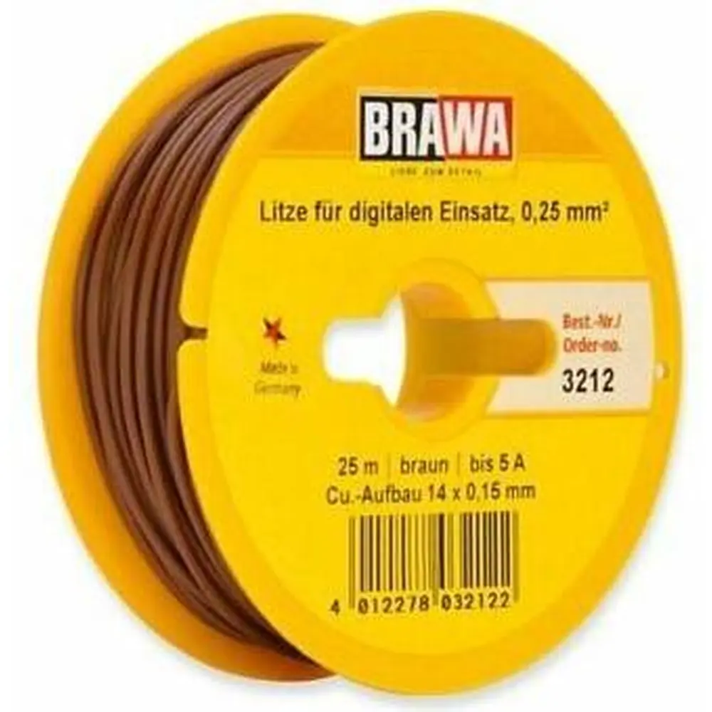 Câble électrique Marron 0,25 mm² - 25 mètres de longueur - Brawa 3212