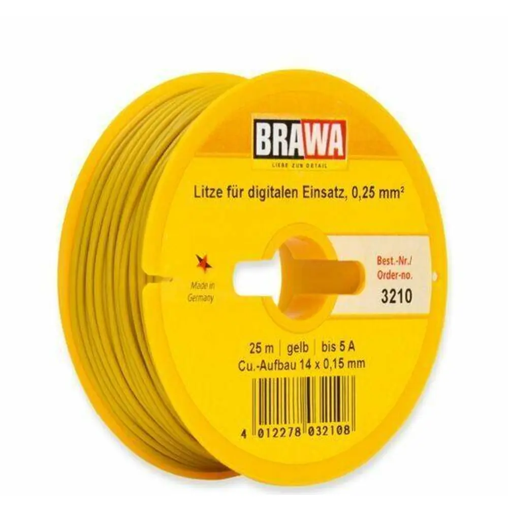 Câble électrique Jaune 0,25 mm² - 25 mètres de longueur - Brawa 3210