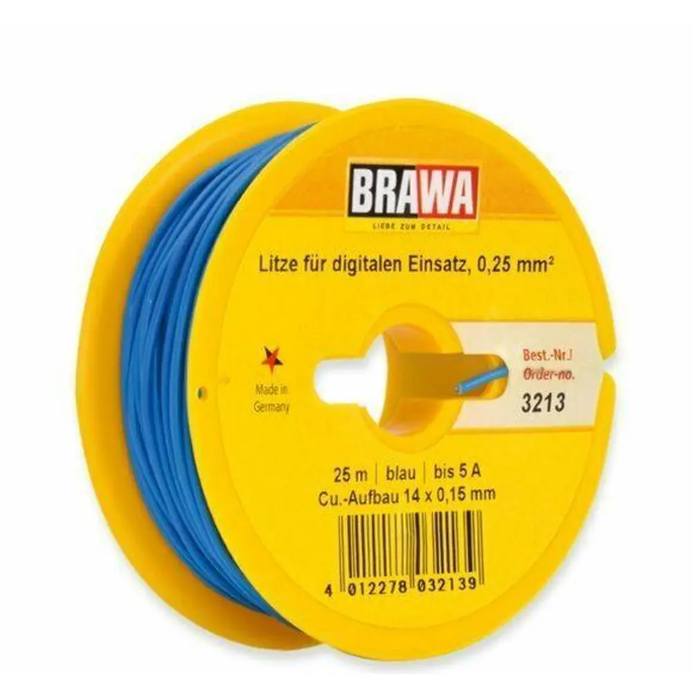 Câble électrique Bleu 0,25 mm² - 25 mètres de longueur - Brawa 3213