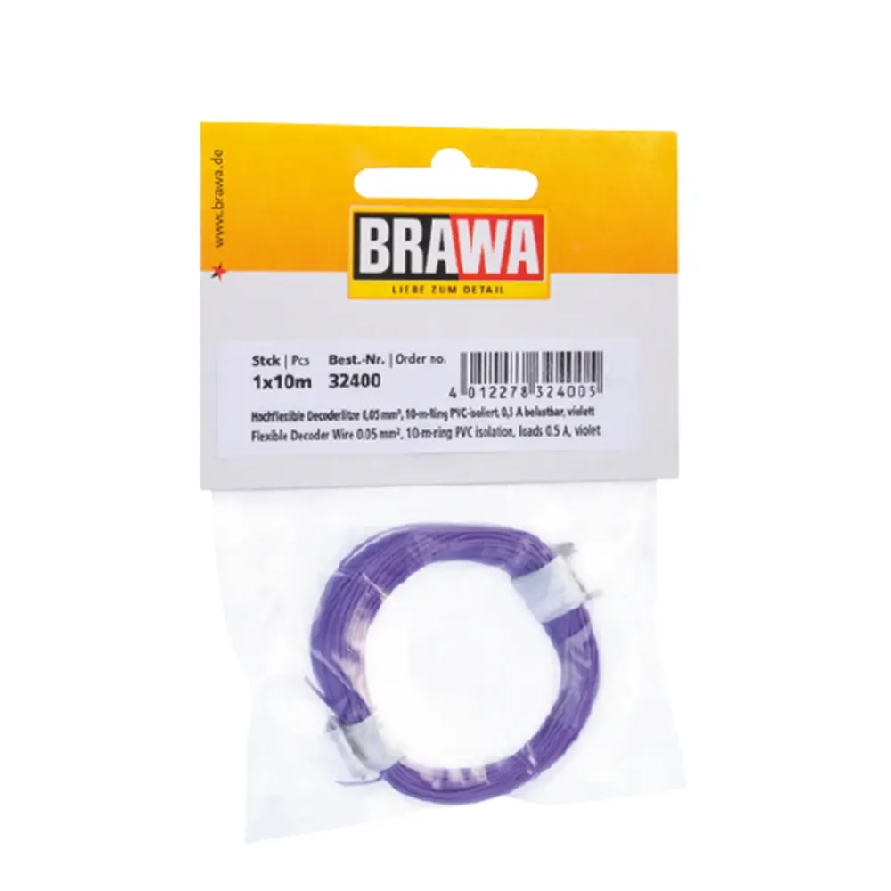 Bobine de fil de câblage Violet - Brawa 32400 - 10 mètres - 0.05 mm² - HO / N