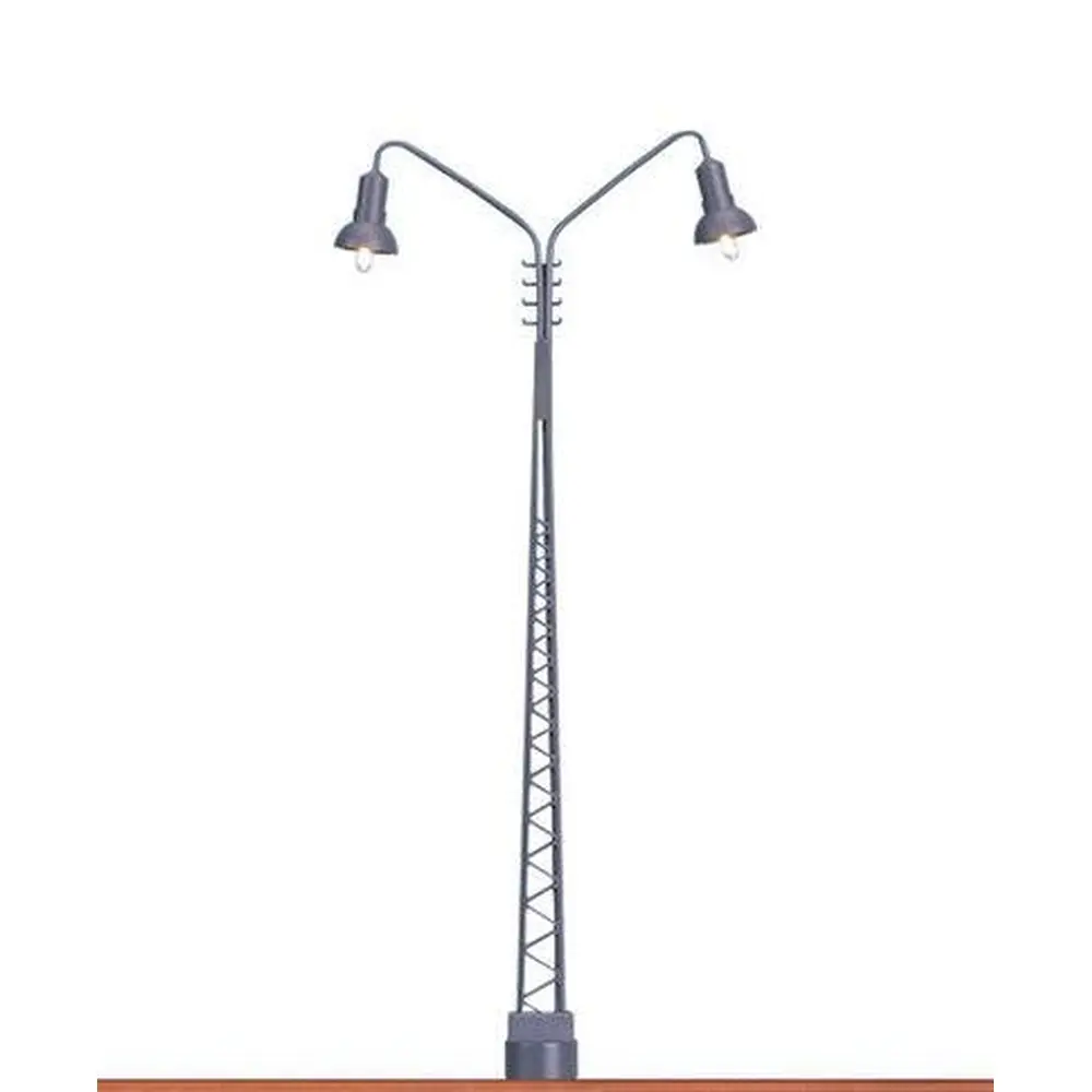 Lampadaire double à LED avec mat en fer treillis - HO 1/87 - Brawa 84019