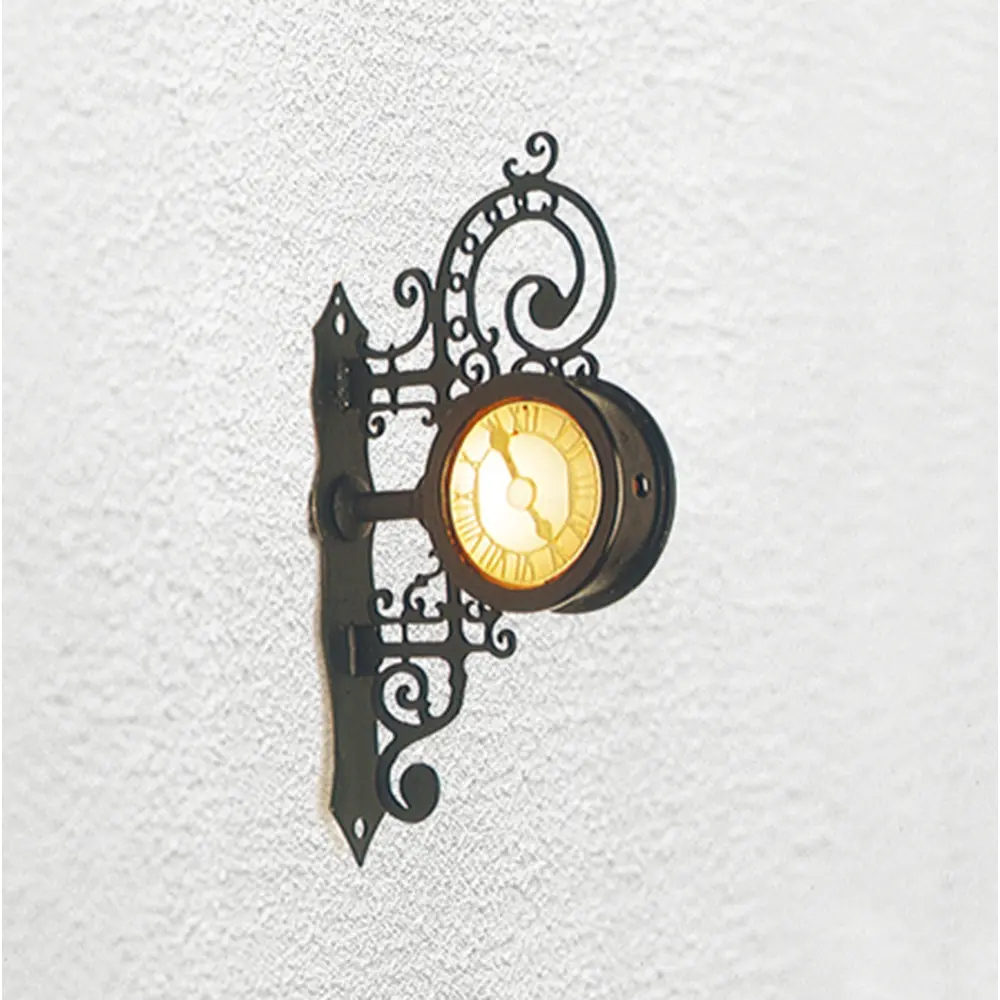 Ancienne horloge murale Baden-Baden avec éclairage - Brawa 5361 - HO 1/87