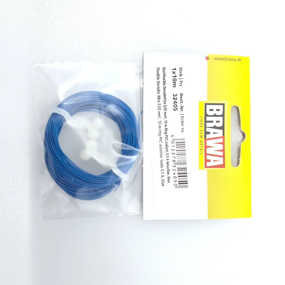 Bobine de fil de câblage Bleu - Brawa 32405 - 10 mètres - 0.05 mm² - HO / N