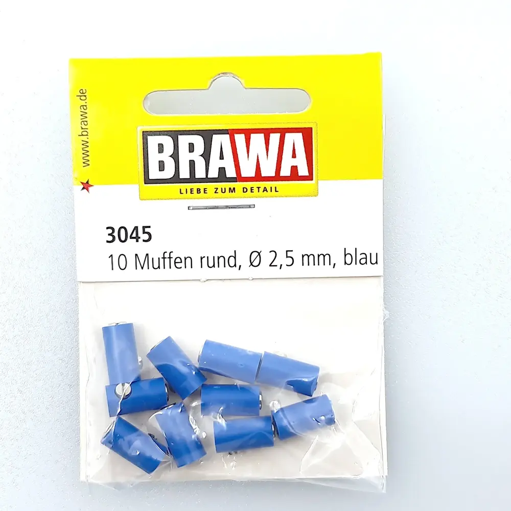 Sachet 10 Fiches Femelles de couleur Bleue Brawa 3045 - 2.5 mm - HO : 1/87