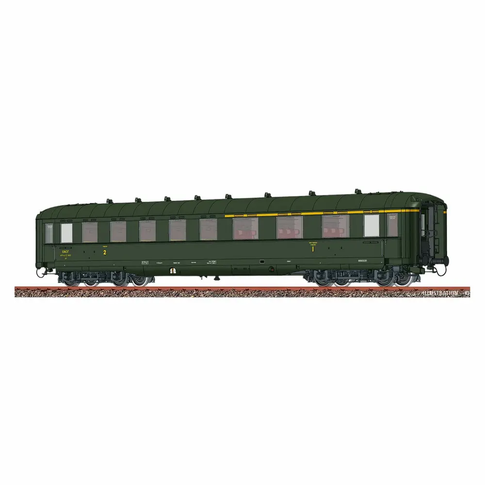 Voiture voyageurs A3B5 myfi, mixte 1/2 classe, "ex type 39 allemande" éclairage intérieur - Brawa 51123 - HO 1/87 - SNCF - Ep III - 2R