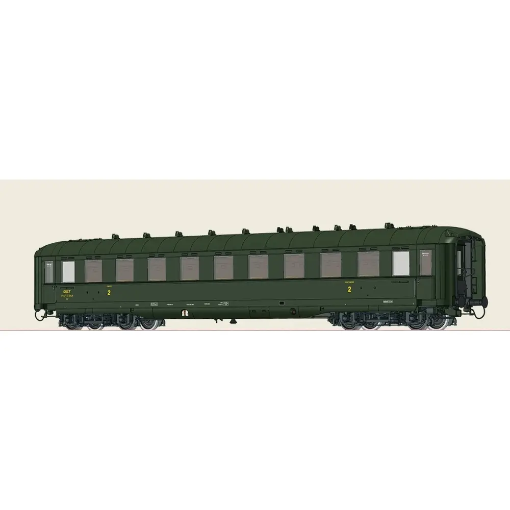Voiture voyageurs B10 myfi, 2e classe, "ex type 39 allemande" éclairage intérieur - Brawa 51125 - HO 1/87 - SNCF - Ep III - 2R