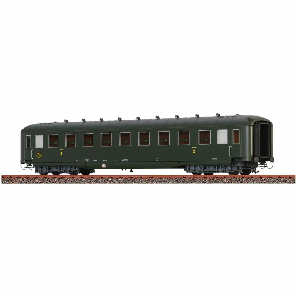 Voiture voyageurs B10 myfi, 2e classe, "ex type 39 allemande" éclairage intérieur - Brawa 51125 - HO 1/87 - SNCF - Ep III - 2R