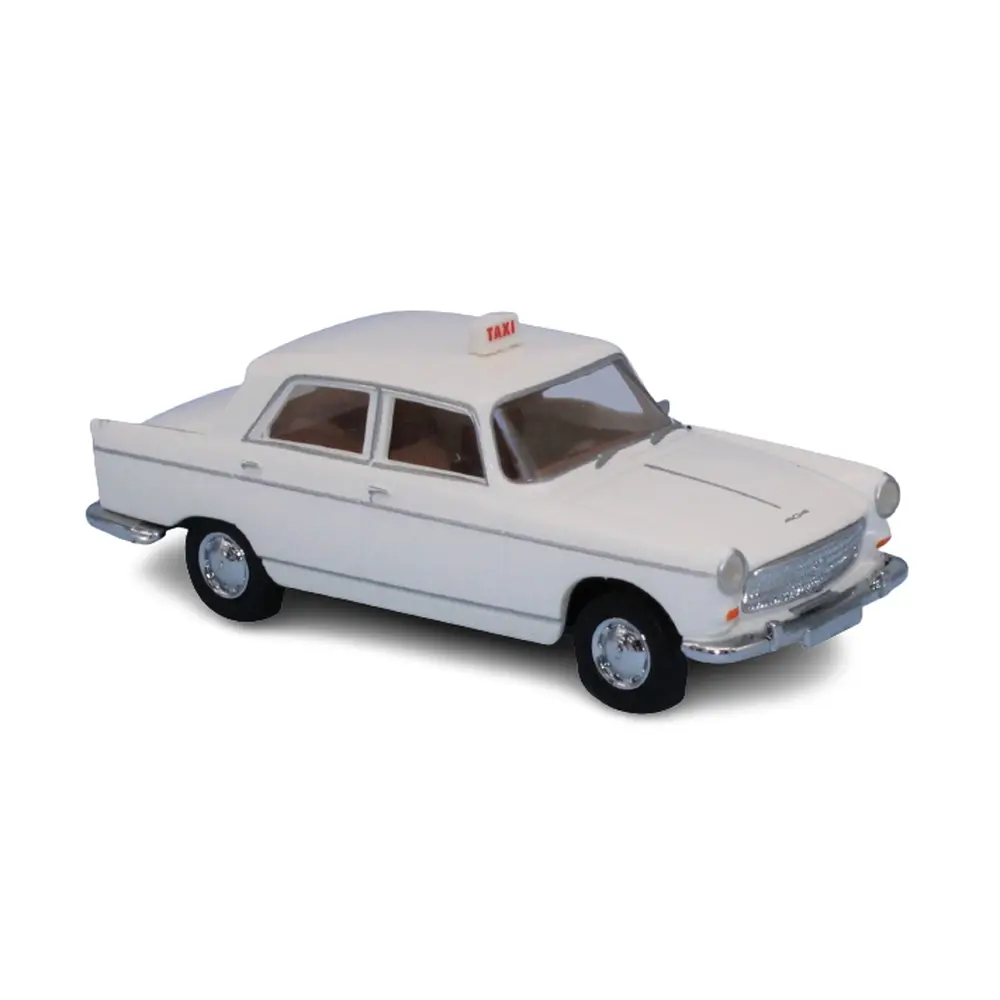 Voiture TAXI Peugeot 404 berline blanche BREKINA 92987 SAI 2330 - HO 1/87