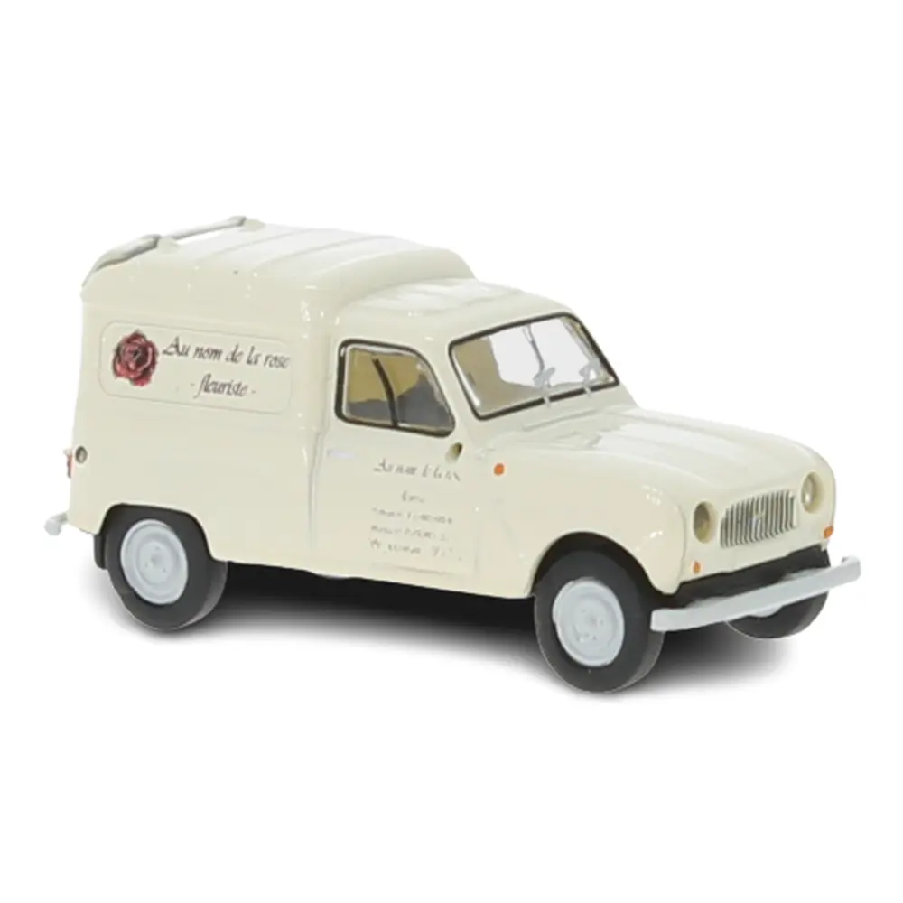 Voiture Renault R4 Fourgon, fleuriste livrée beige Brekina 14759 - HO : 1/87 -