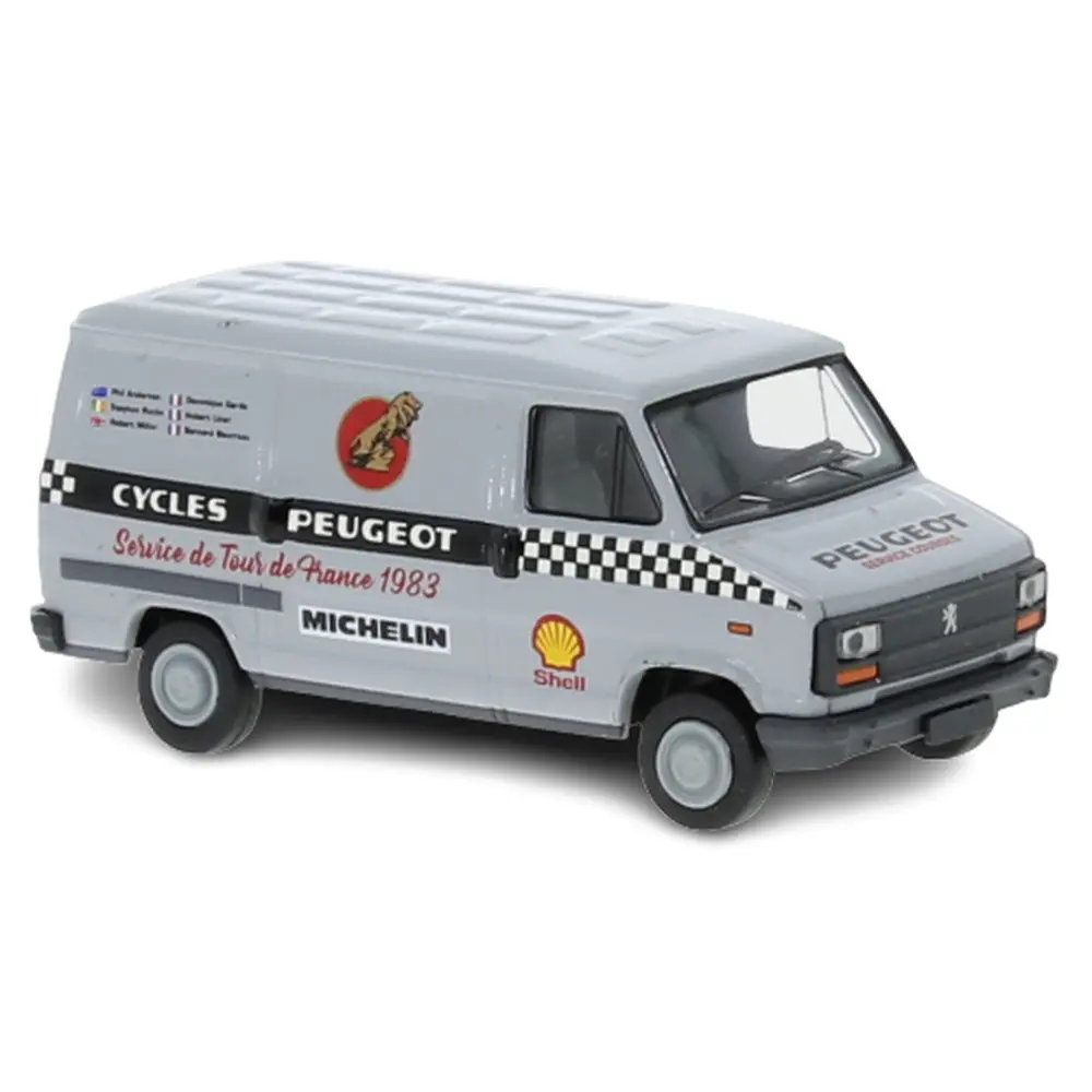 Véhicule Peugeot J5 tôlé Cycles Peugeot Tour de France 1983 - BREKINA 7178 - HO 1/87-