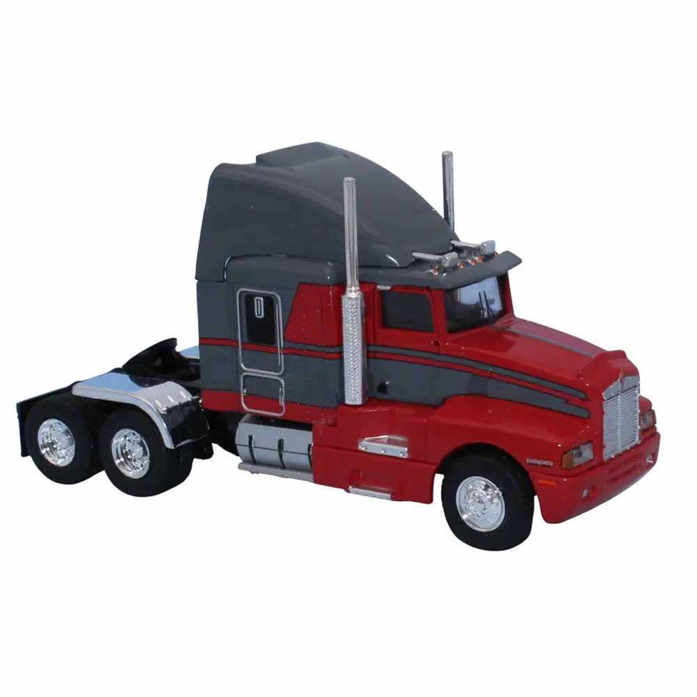 Tracteur Kenworth T600 1984 - Gris foncé & rouge - Brekina 85933 - HO 1/87
