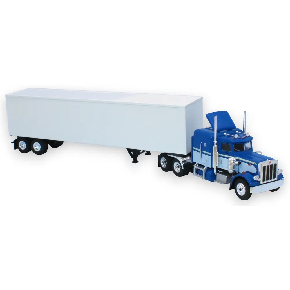Semi remorque tôlé Peterbilt 359, bleu/blanc, 1973 - Brekina 85716 - HO 1/87