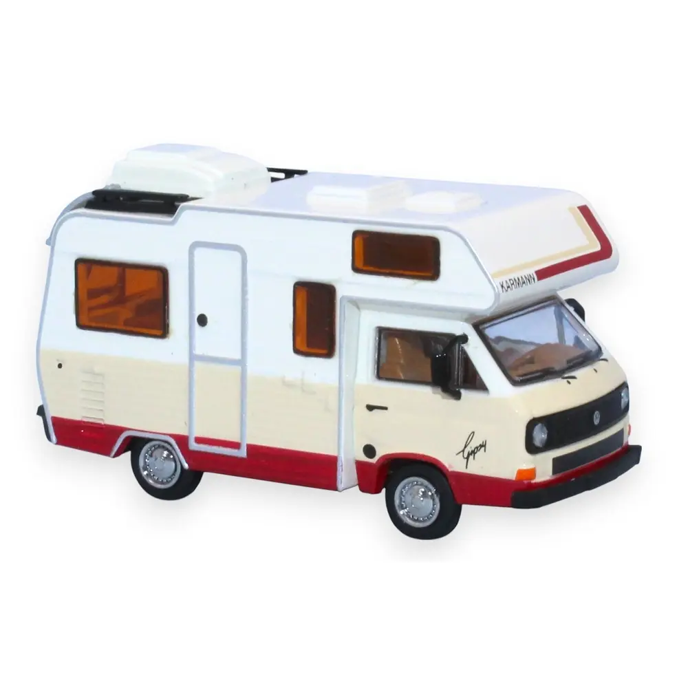 VW T3 Gipsy camping car, blanc/beige clair/rouge, 1983 - Brekina 33975 - HO 1/87