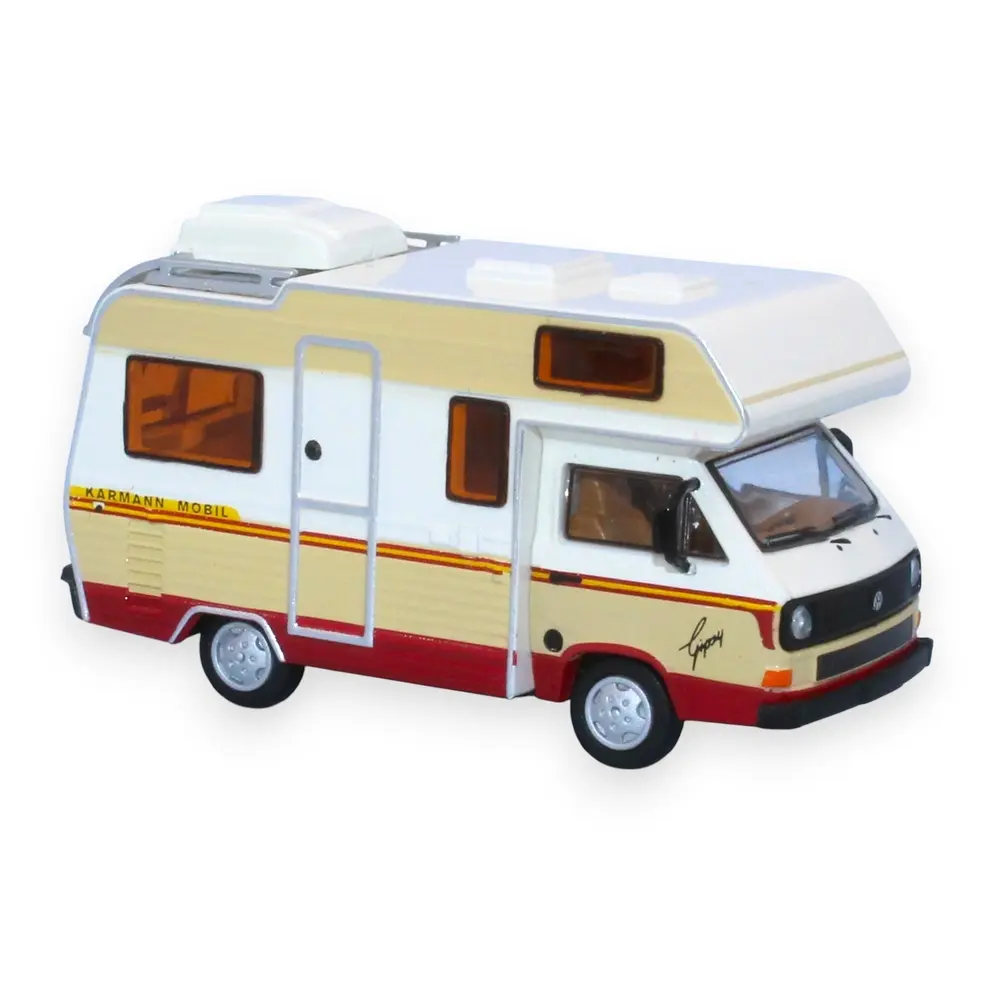 VW T3 Gipsy camping car, blanc/beige clair/rouge, 1983 - Brekina 33976 - HO 1/87