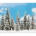 Set Décor hivernal - 10 arbres, nichoir, bonhomme de neige - Busch 6465 - HO 1/87