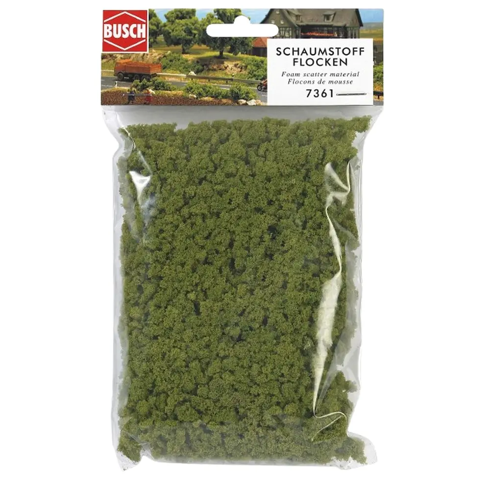 Sachet Flocons de Mousse - Vert - Busch 7361 - Toutes Echelles