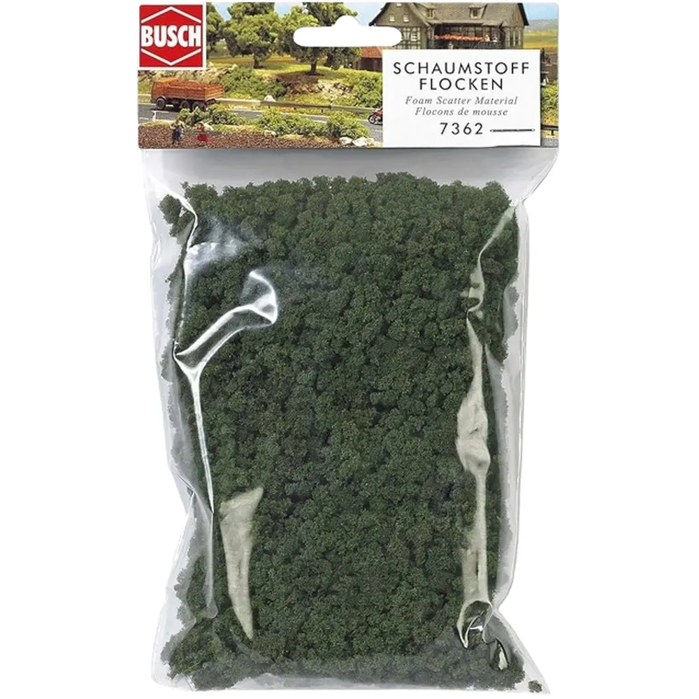 Sachet de Flocons de Mousse - Buisson Vert Moyen - Busch 7362 - Toutes Echelles