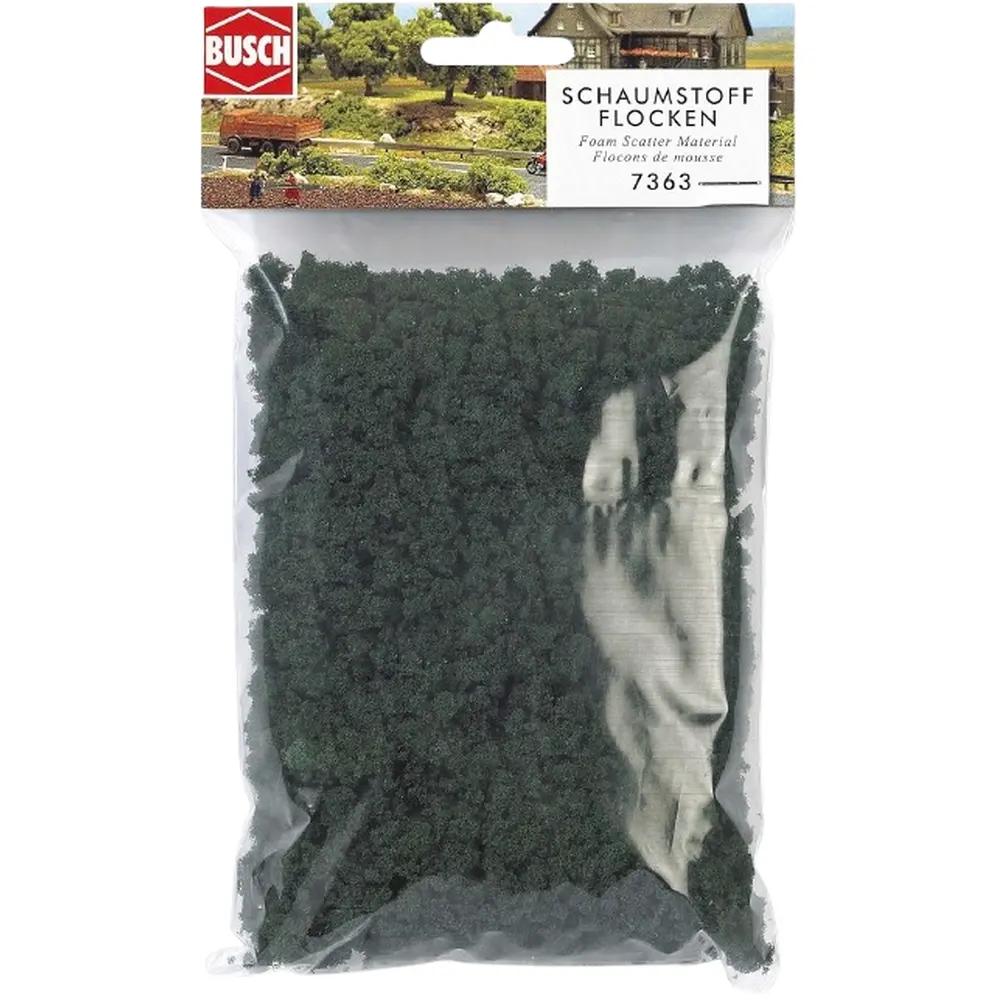 Flocons de mousse vert - Busch 7363 - Échelle universelle