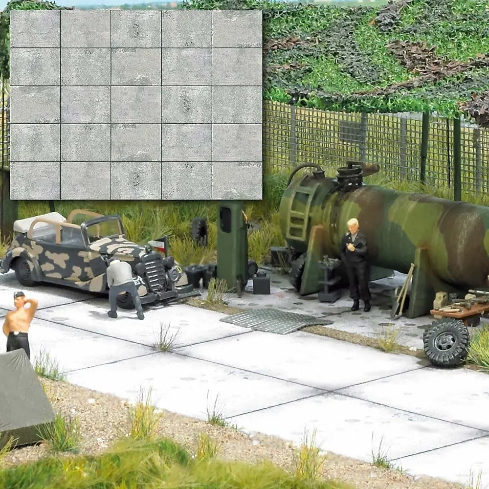 Plaques de décor routes/pistes en béton - Busch 7412 - 210x148x0,6mm