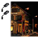 Deux luminaires muraux avec réflecteurs noirs Busch 4132 - HO & TT -