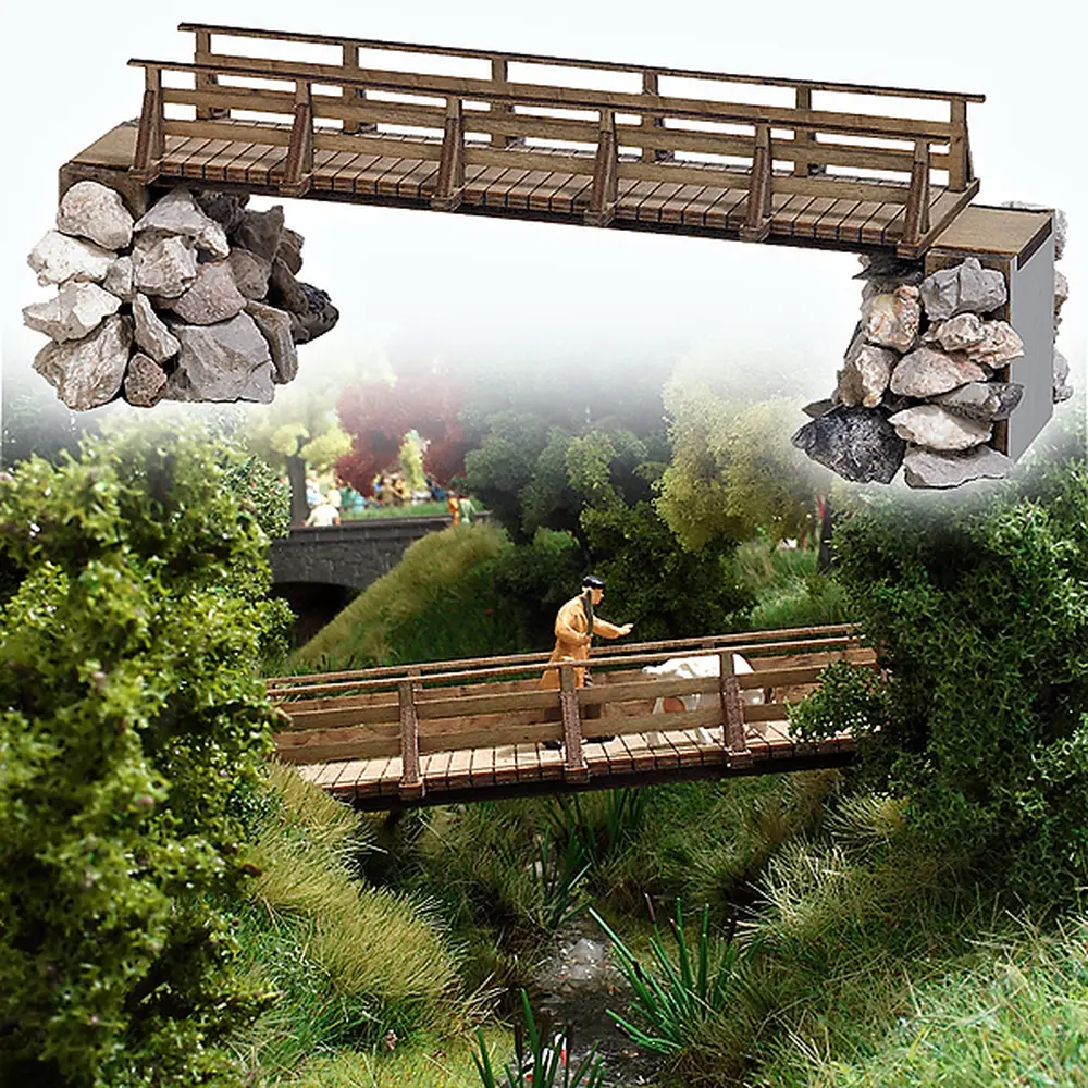 Maquette Passerelle en bois miniature - HO : 1/87
